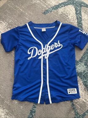 PINK Victoria's Secret Dodgers Royal Blue and White Baseball Jersey